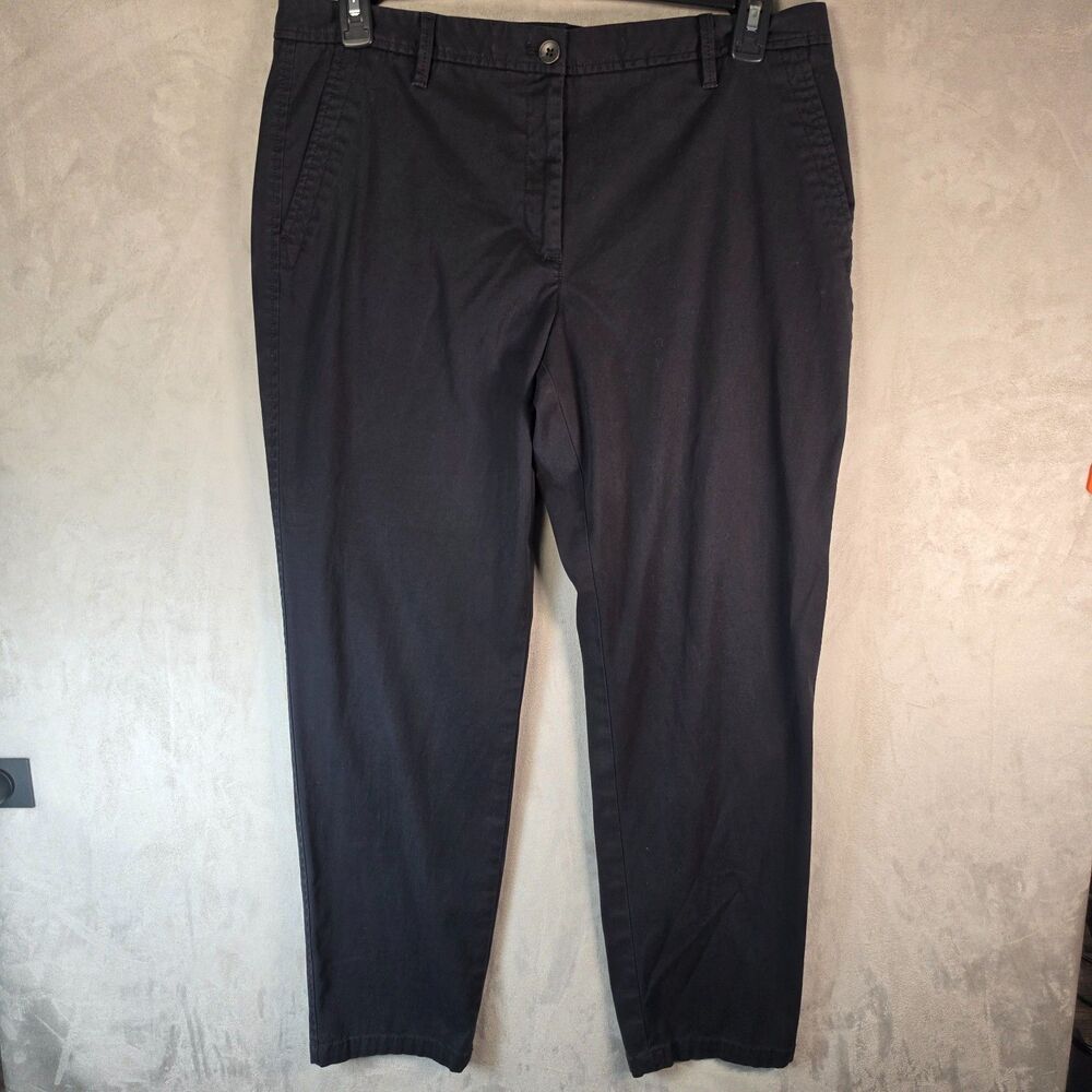 Talbots Black Cropped Trousers Pants Mid-Rise Stretch Career Chinos Women
